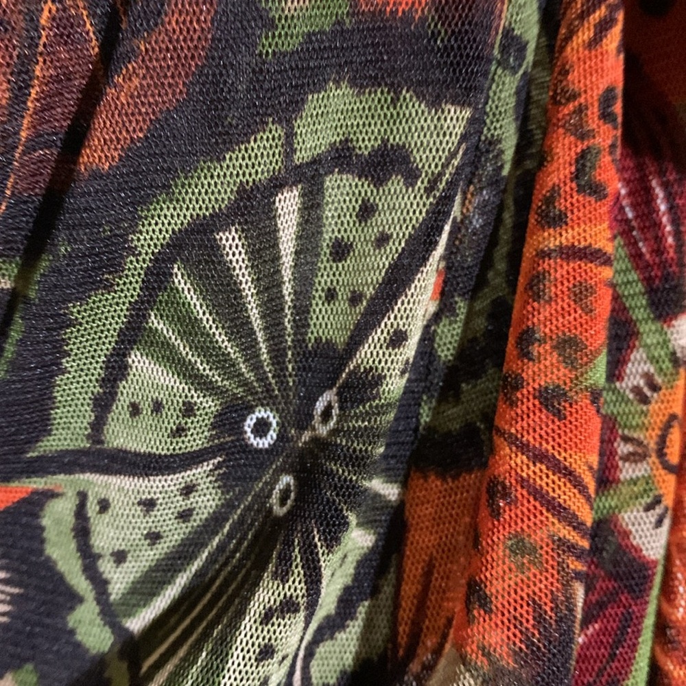 Tribal Skirt S Brown Red Orange Green Floral Mesh Like Shell Pull On Stretchy - Picture 16 of 16